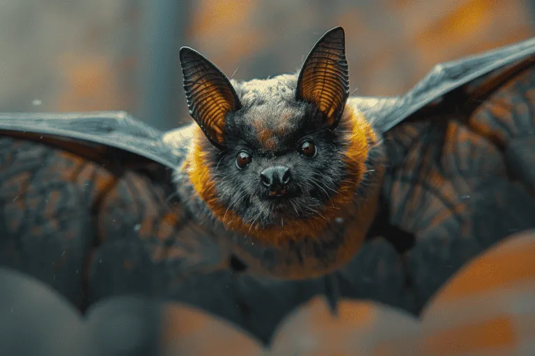An image of a bat flying in the air.