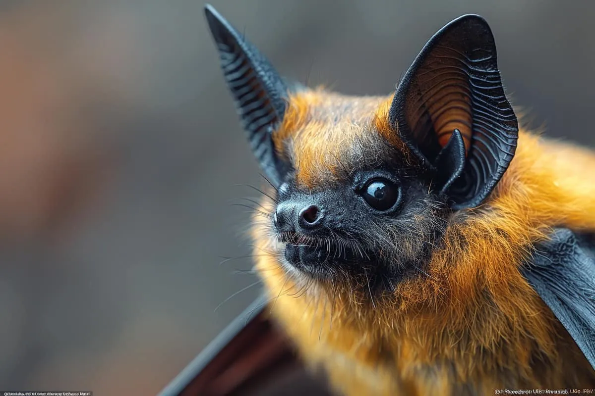 A close up of an orange and black bat.