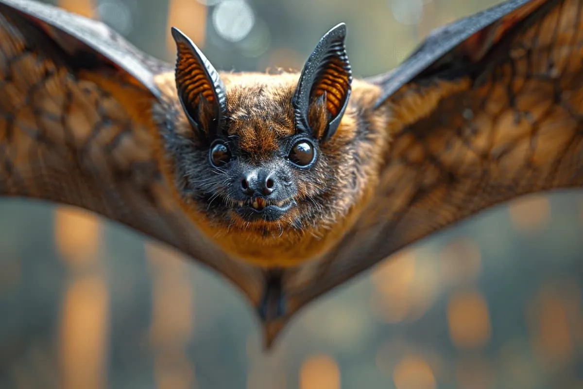 An image of a bat flying in the air.