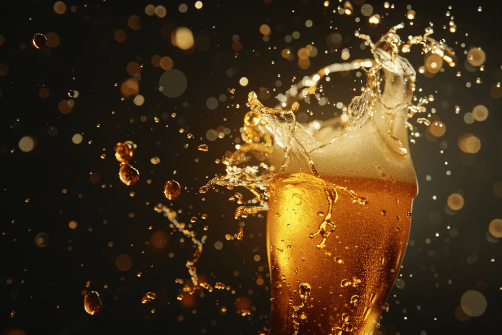 A glass of beer with a splash of water.