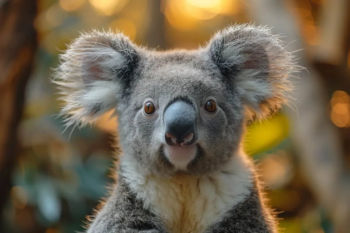 A close up of a koala looking at the camera.