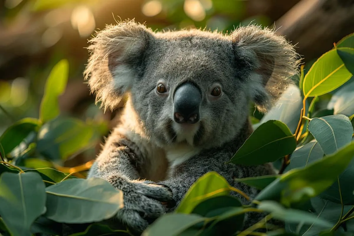 A koala is sitting in a tree.