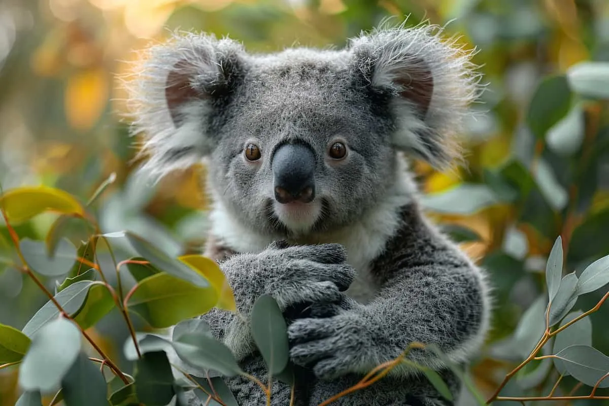 A koala is sitting in a tree.