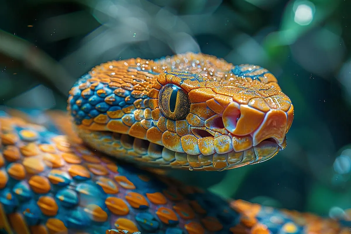 An orange and blue snake.