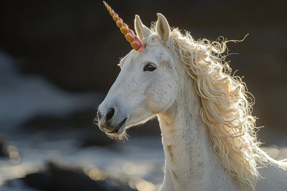 A white unicorn with a unicorn horn.